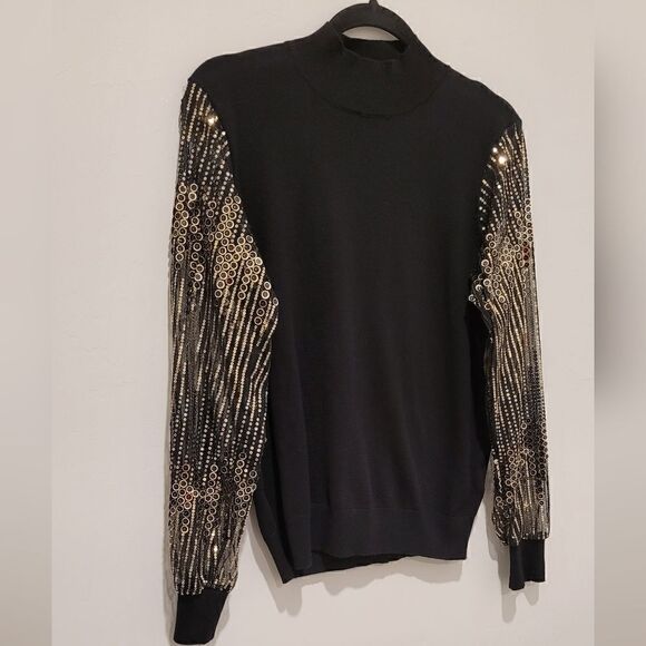 Carmen Marc Valvo top with sequin sleeves Size M - Picture 5 of 16
